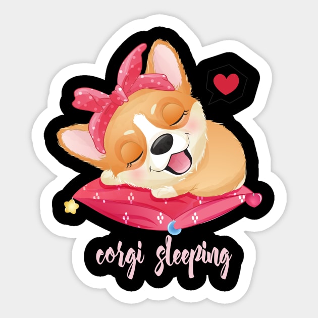 cute little corgi sleeping pillow tshirt Sticker by Tshirt lover 1